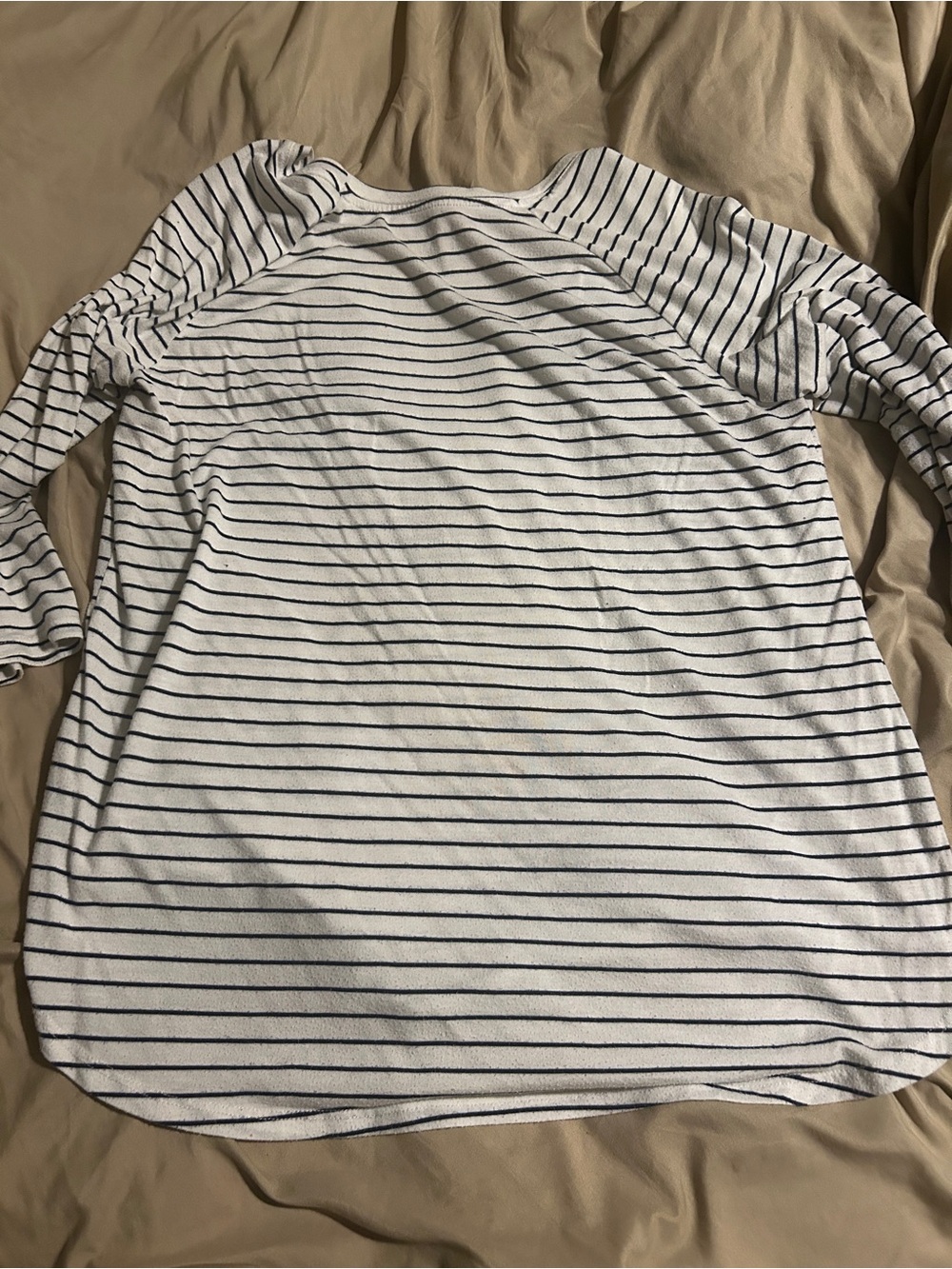 a.n.a White and Navy Stripe Scoop Neck Long Sleeve Top - Picture 4 of 5